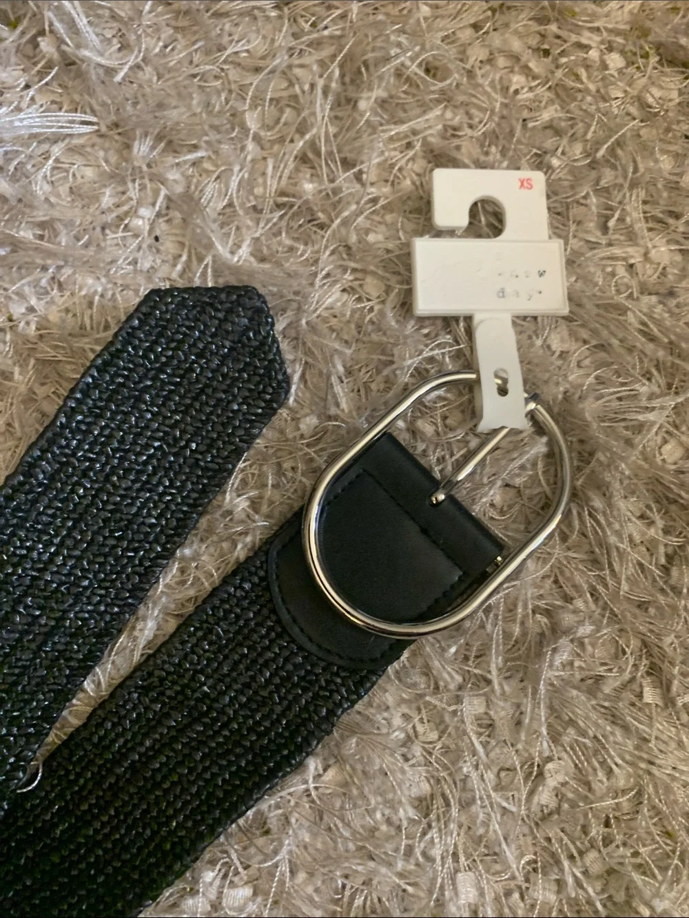 A new day Black Stretch Webbing Belt with Double Ring Buckle - XS